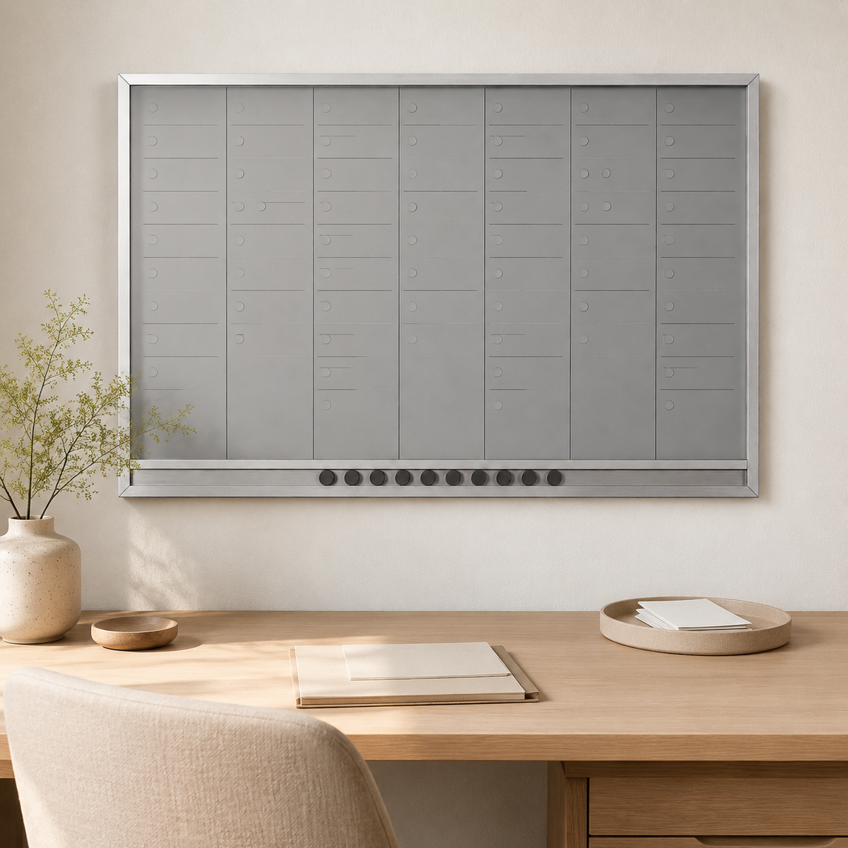 Tableau hebdomadaire effaçable avec repères coulissants