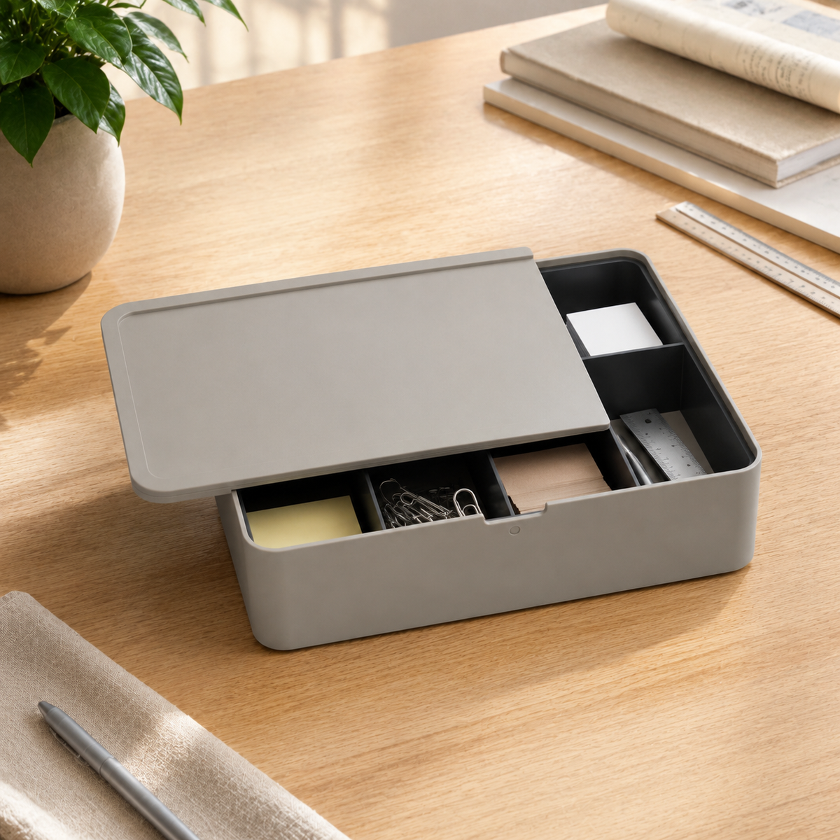 Boîte de tri de bureau avec séparateurs amovibles