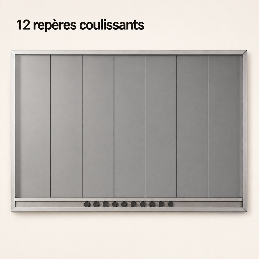 Tableau hebdomadaire effaçable avec repères coulissants